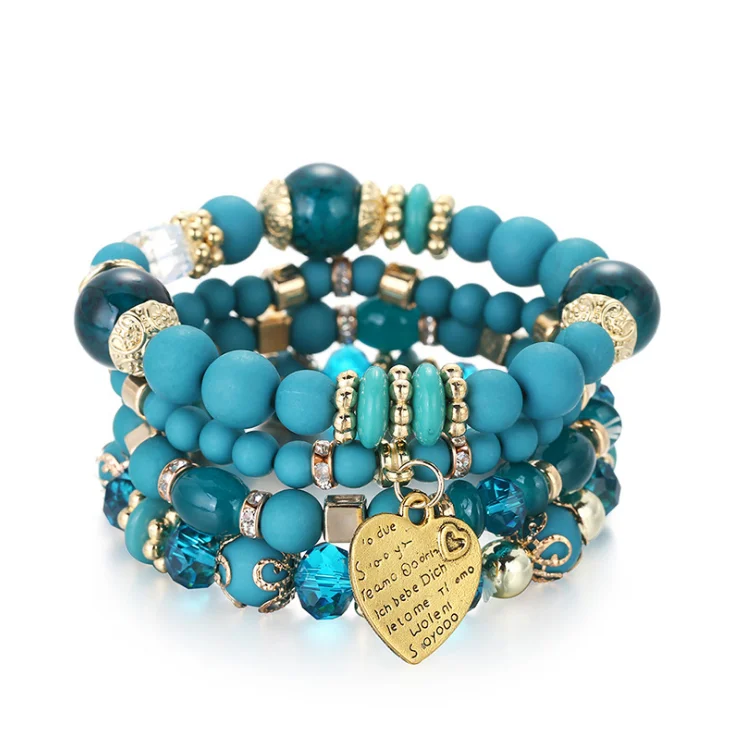 

Bohemian Multi-layer Women Bracelet Jewelry Bead Heart Charm Bracelets, Picture shows