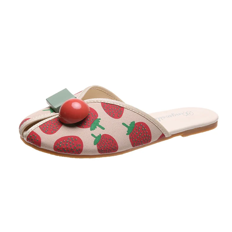 

Sandals 2021 summer new wrap toe flat bottom women's sandals lovely fruit design women's slippers, Customized colors