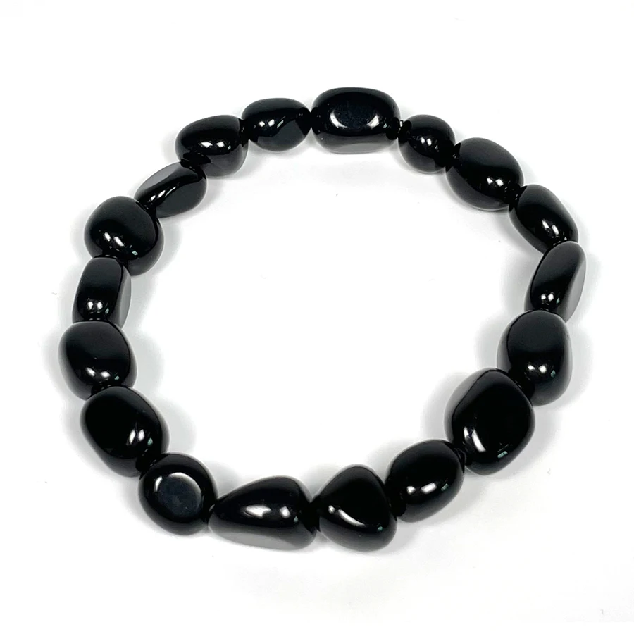 

crystal natural black obsidian tumble nugget bracelet wholesaler Genuine Stone Black Bead Bracelet Factory Price