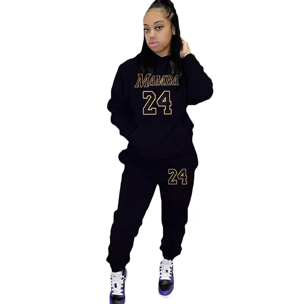 

2020 Winter Outfit Letter Printed Two Piece Tracksuits Set Long Sleeve Pants Sweatpants Joggers Sets, Picture