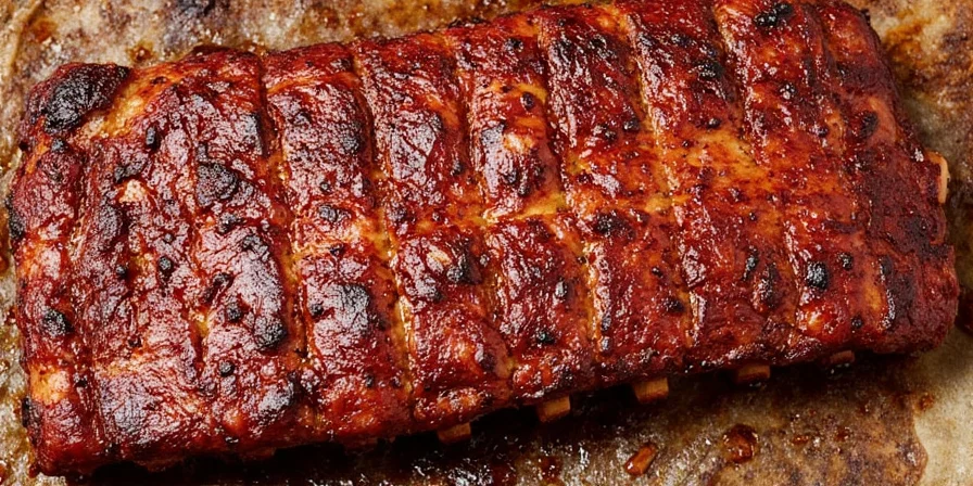 Family enjoying baked ribs at a table