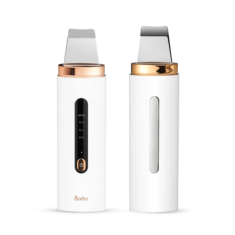 

High Quality Mini Wireless Skin Scrubber Portable Ems Ultrasonic Ion Skin Scrubber Facial Skin Scrubber Cleaner, White+gold