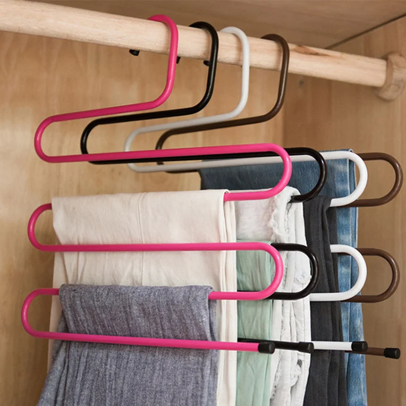 

5 Layers Metal Pants Rack Anti-Skid Pants Rack Multi-Function Wardrobe Belt Clothing Storage Pants Rack Save Space