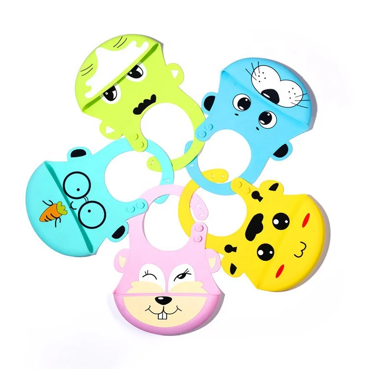 

Custom Oem Waterproof Silicone Baby Bib With Food Catcher, Blue,green,pink,sky blue,yellow