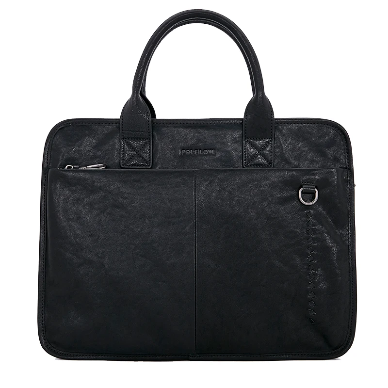 

2021 natural high-quality first layer cowhide men handbags, Black