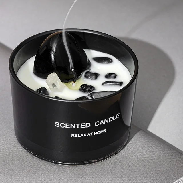 

Dropshipping Elegant black Jars White Candle crystal Container Candles Aromatic Glass European