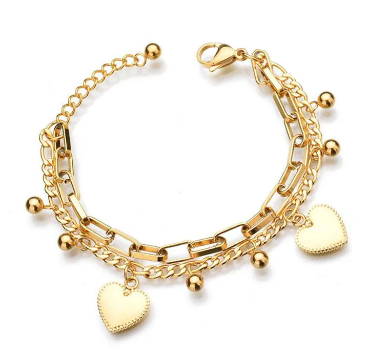 

High grade 18k gold plated stainless steel multilayer bracelet for women