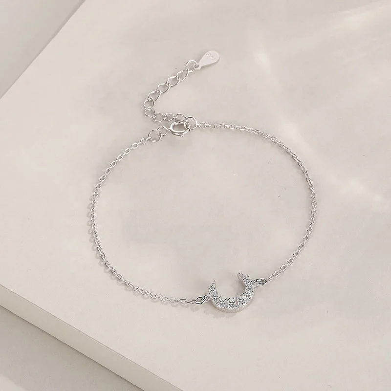 

AA-AAA ZirconJewelry Fashion Wholesale Women 925 Sterling Silver Moon Bracelet, White