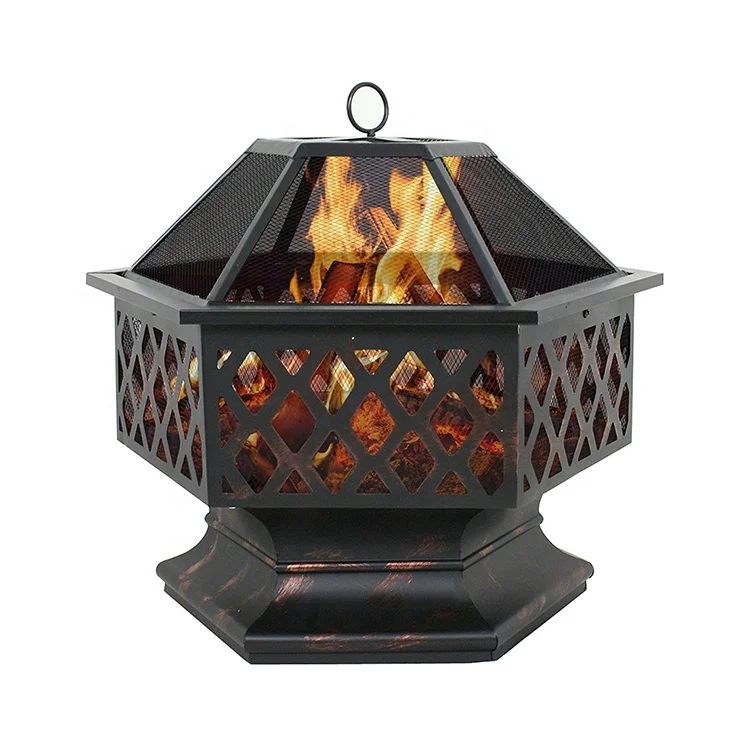 

Hotels Outdoor Garden Metal Hex Fire Pit, Black