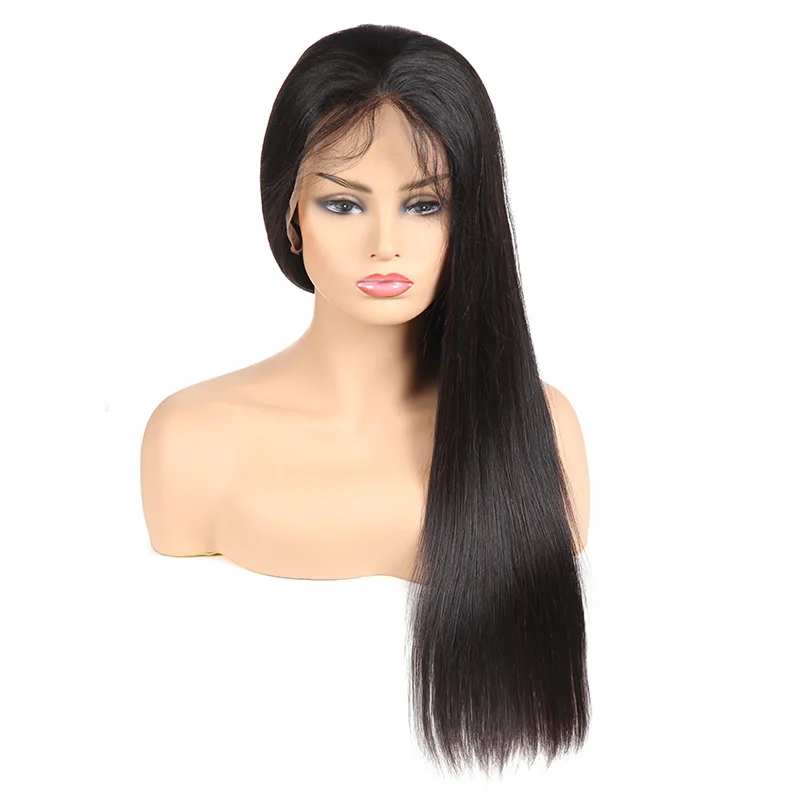 

Factory wholesale Hand-woven 360 lace modified face natural long straight hair real human hair wig headgear