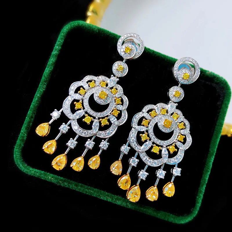 

Luxury Rhinestone Bohemian Earrings Full Diamond Gold Tassel Earrings Women