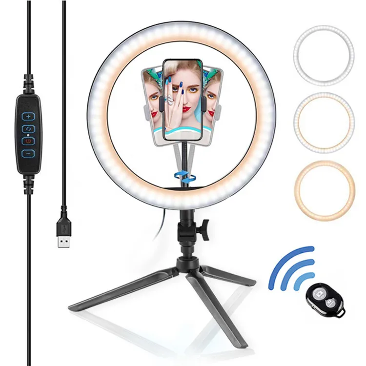 

10 inch 26 cm Dimmable LED Desktop Live Broadcast makeup photographic selfie led ring light