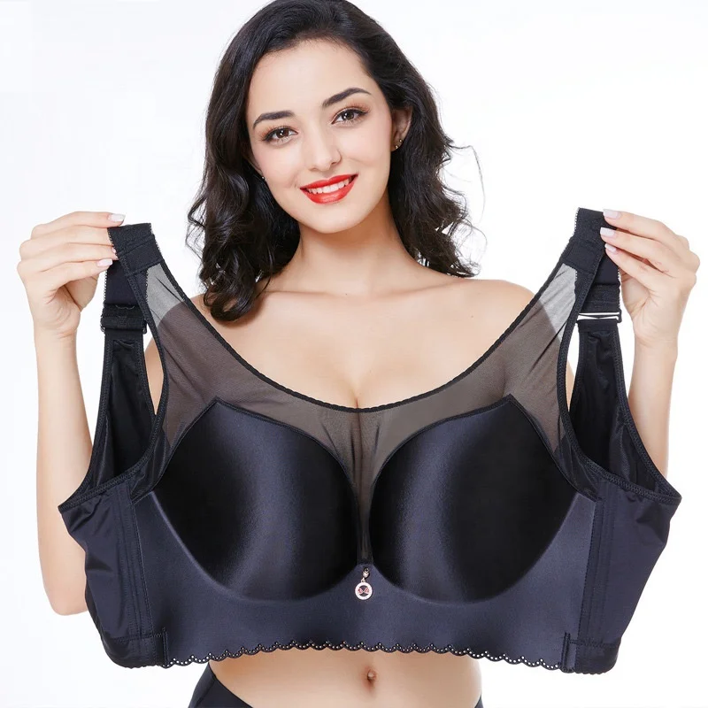 

New arrival Wholesale Big Boobs Size Full Cup Brassiere Cotton Breathable Ladies Girls Sexy Seamless Women Plus Size Bra, Customized color