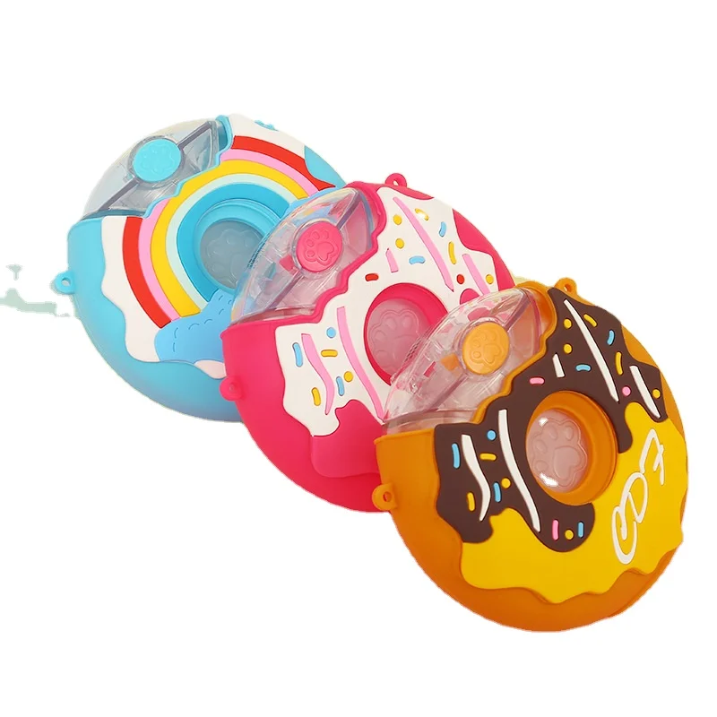 

2020 New Design doughnut shape water bottles water bottles in doughnut shape with straw for Kids