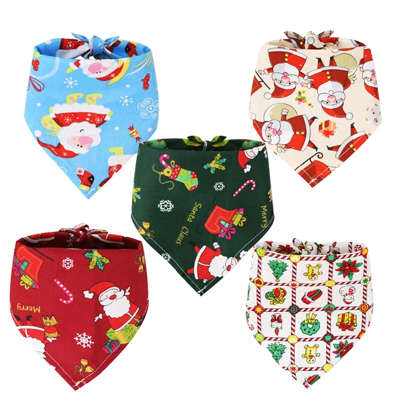

2021 New fashion custom logo printed pet triangle dog christmas bandana scarf
