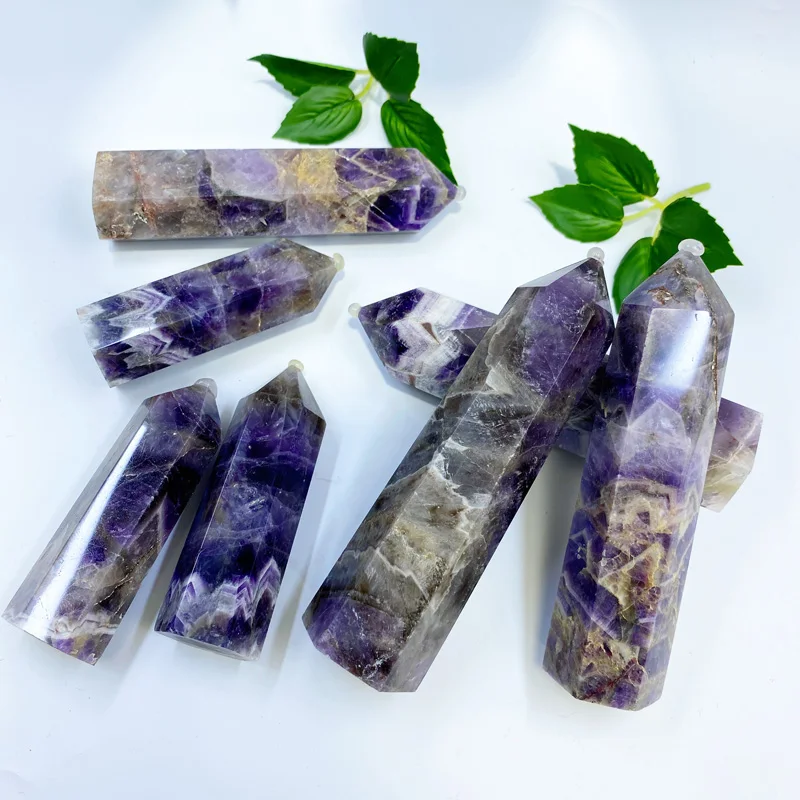 

Wholesale Natural Dream Amethyst Tower Crystal Point Healing Stone Crystal Tower For Home Decoration