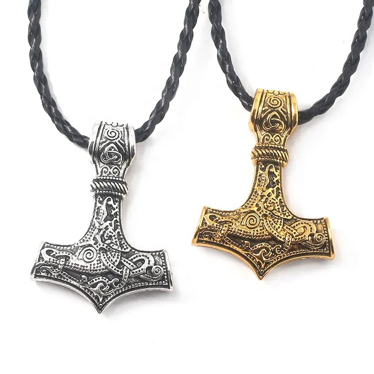 

Man Viking Norse Thor'S Hammer Mjolnir Pendant Scandinavian Jewelry Necklace, As pictures