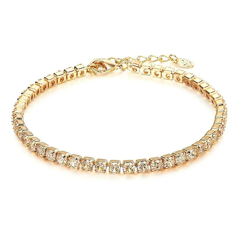 

Free Shipping 14K Gold Plated Cubic Zirconia Classic Tennis Bracelet