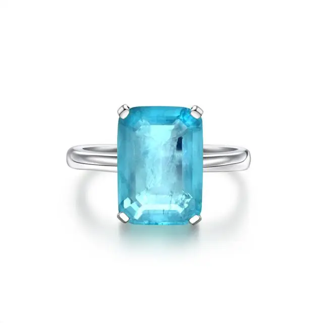 

Original Design Ring Rectangular Paraiba Tourmaline Sterling Silver Octagon Ring