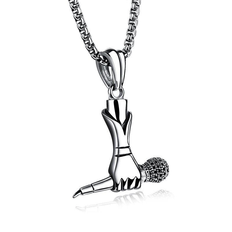 

fashion jewelry wholesale 2022 punk creative male and female singer mini microphone necklace rock hip-hop necklace personalised