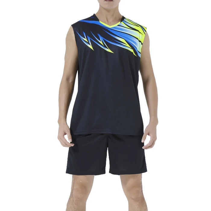 

100% polyester mesh mens sleeveless volleyball team jerseys, Customized color