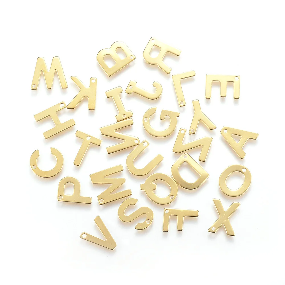 

100pcs per bag Stainless Steel Alphabet Jewelry Findings Letter Charms for Bracelet Necklace, As pic