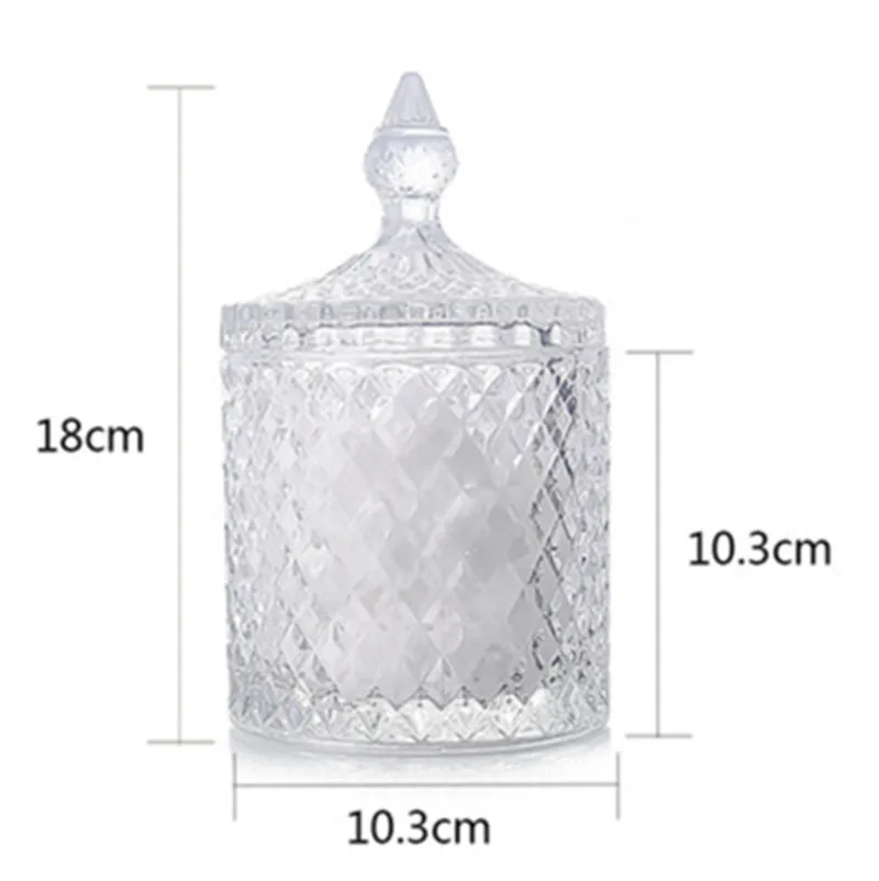 

high quality glass jar with lid cover food Bottle Cylindrical Diamond Storage Glass Jar