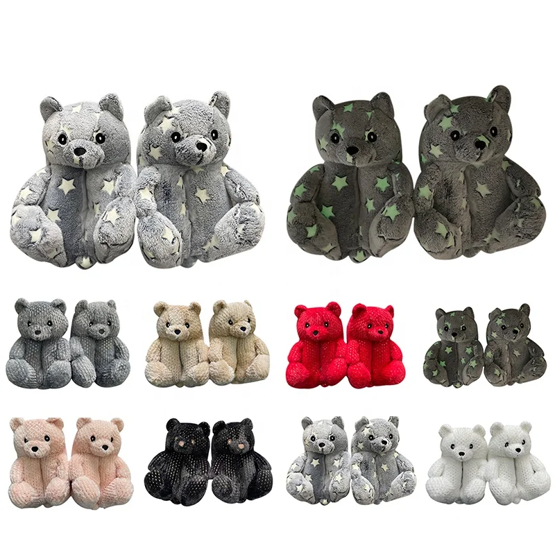 

Latest Hot Popular Winter Warm Cotton Home Plush All-inclusive Teddy Bear Slippers
