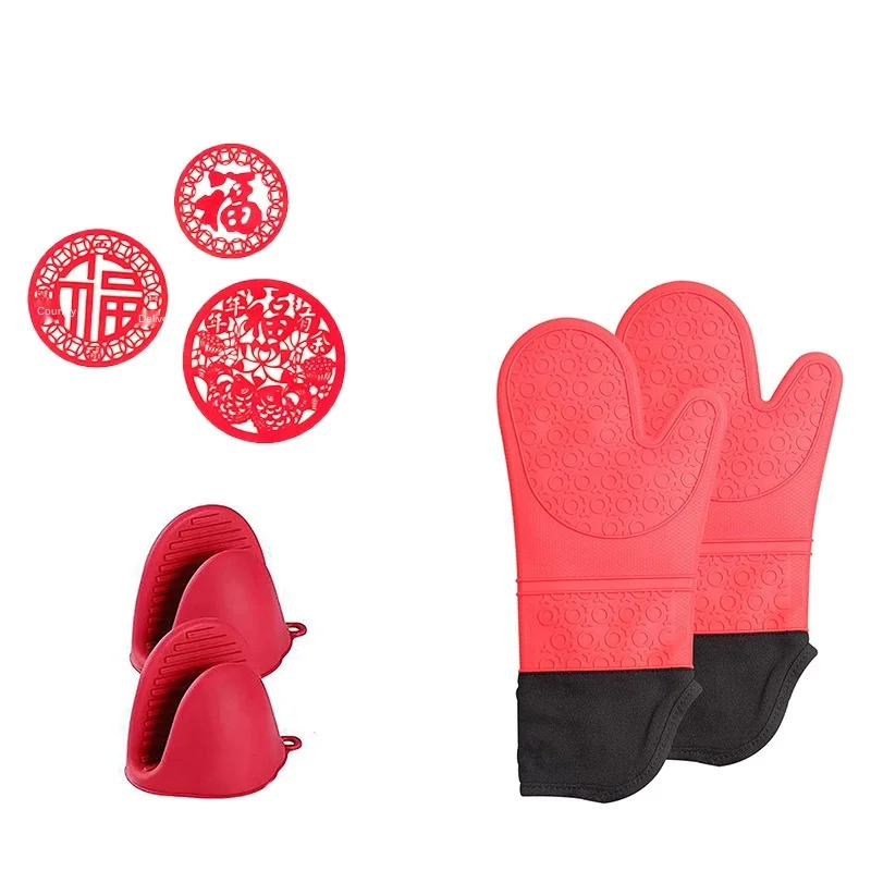 

Hot Selling Non-slip Silicone Mittens Microwave Oven High Temperature Resistant Mittens