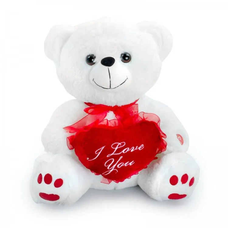 Customized Valentine Big Teddy Bear I Love You Plush White Soft Teddy ...