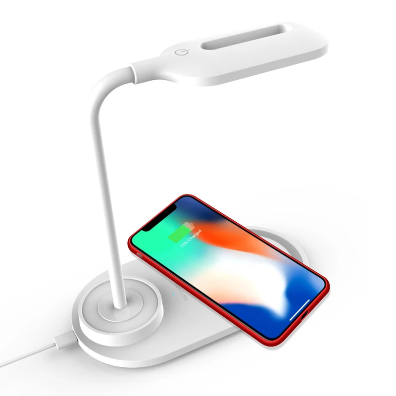 

Best Selling Custom Logo 10Watt Wireless Charger with USB LED Lamp, White