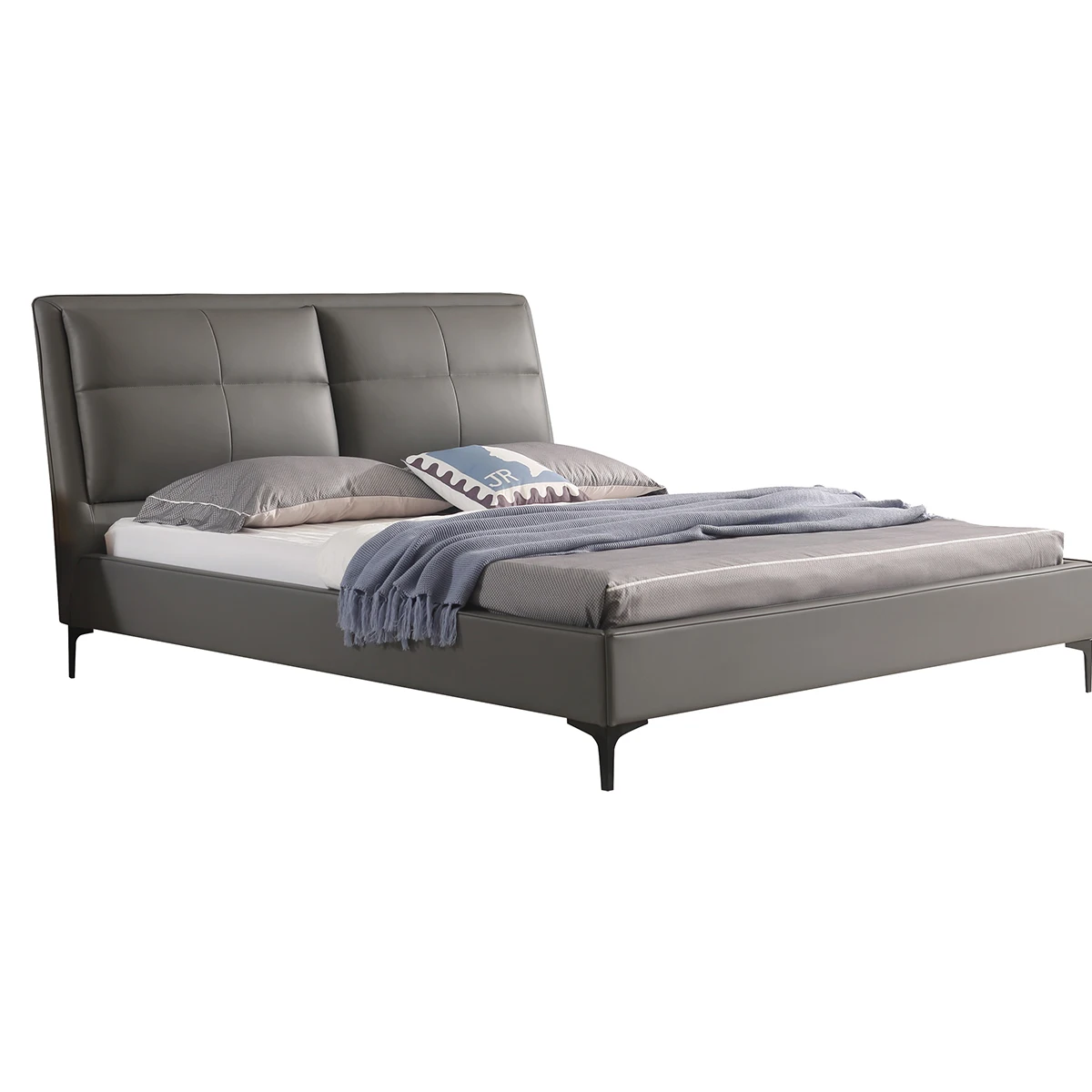 New Model Modern European Bedroom Furniture Used Luxury Leather Double Bed