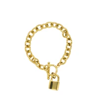 

Lock Chunky Chain Bracelets Toggle Clasp Geometric Bracelets for Women Titanium Steel Chic Gold Bracelet Minimalist Jewelry
