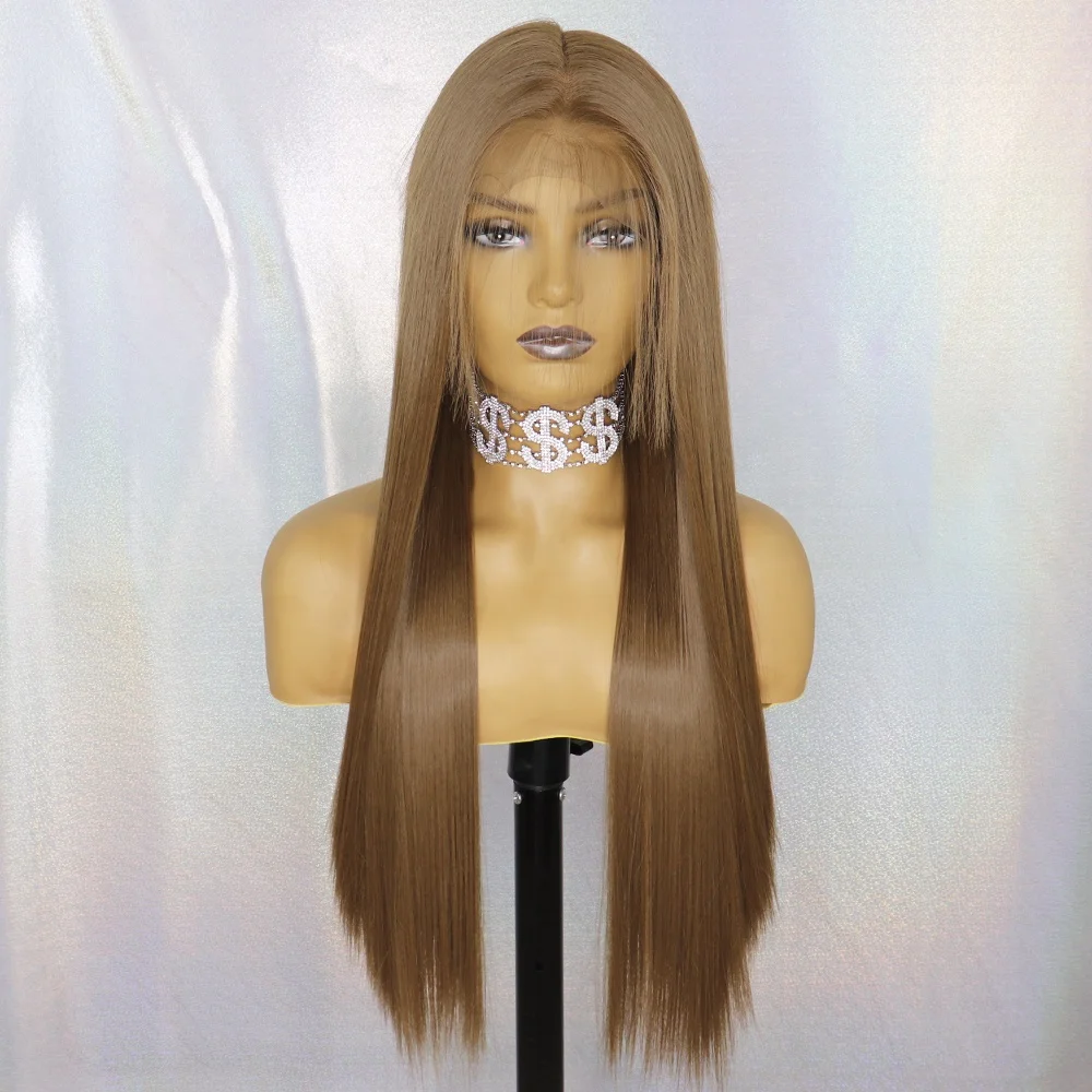 

Light Brown Futura Lace Front Wig 13x6 Synthetic Fiber for Black Women, Pic showed