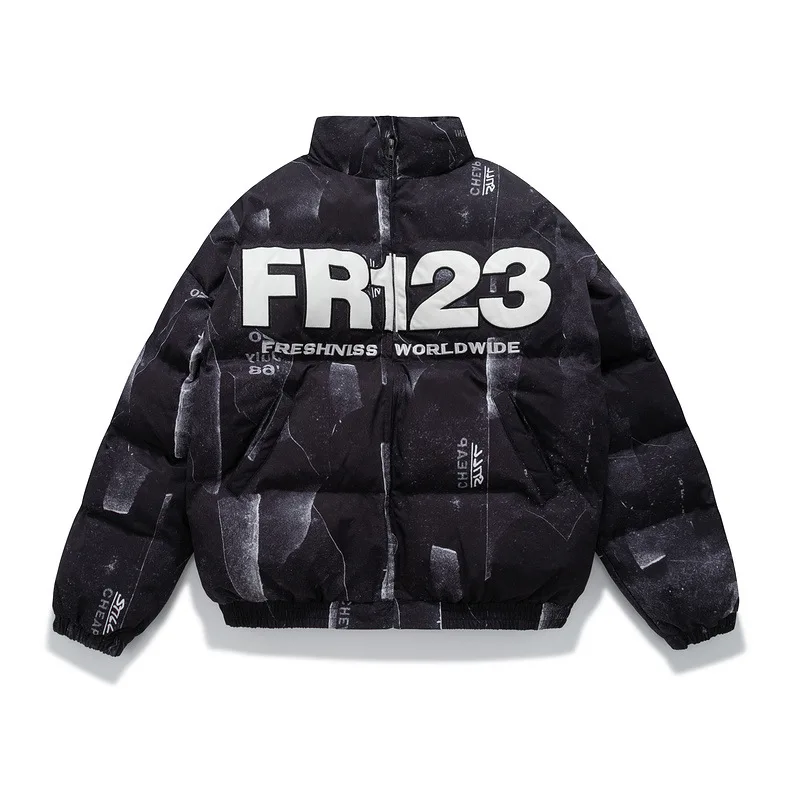 

Hot sales hip hop thickened stand collar jacket cotton-padded suit male fashion brand street tie-dye loose jacket