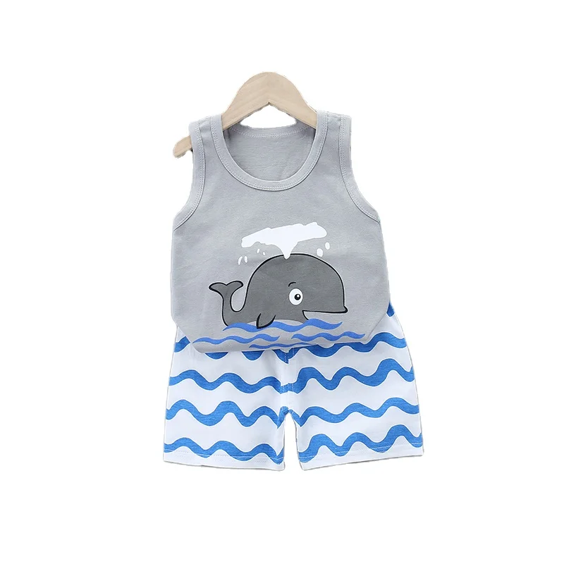 

Kids Clothes Set Baby Boy Summer Two Piece Outfit Cartoon Vest Shorts Toddler Clothes Boys Sleeveless Clothing Set