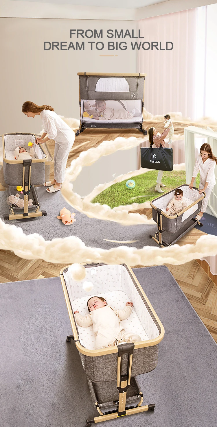 2024 Astm Certification Baby Cot Bed Crib With Diaper Table Multifunctional Set Bed For