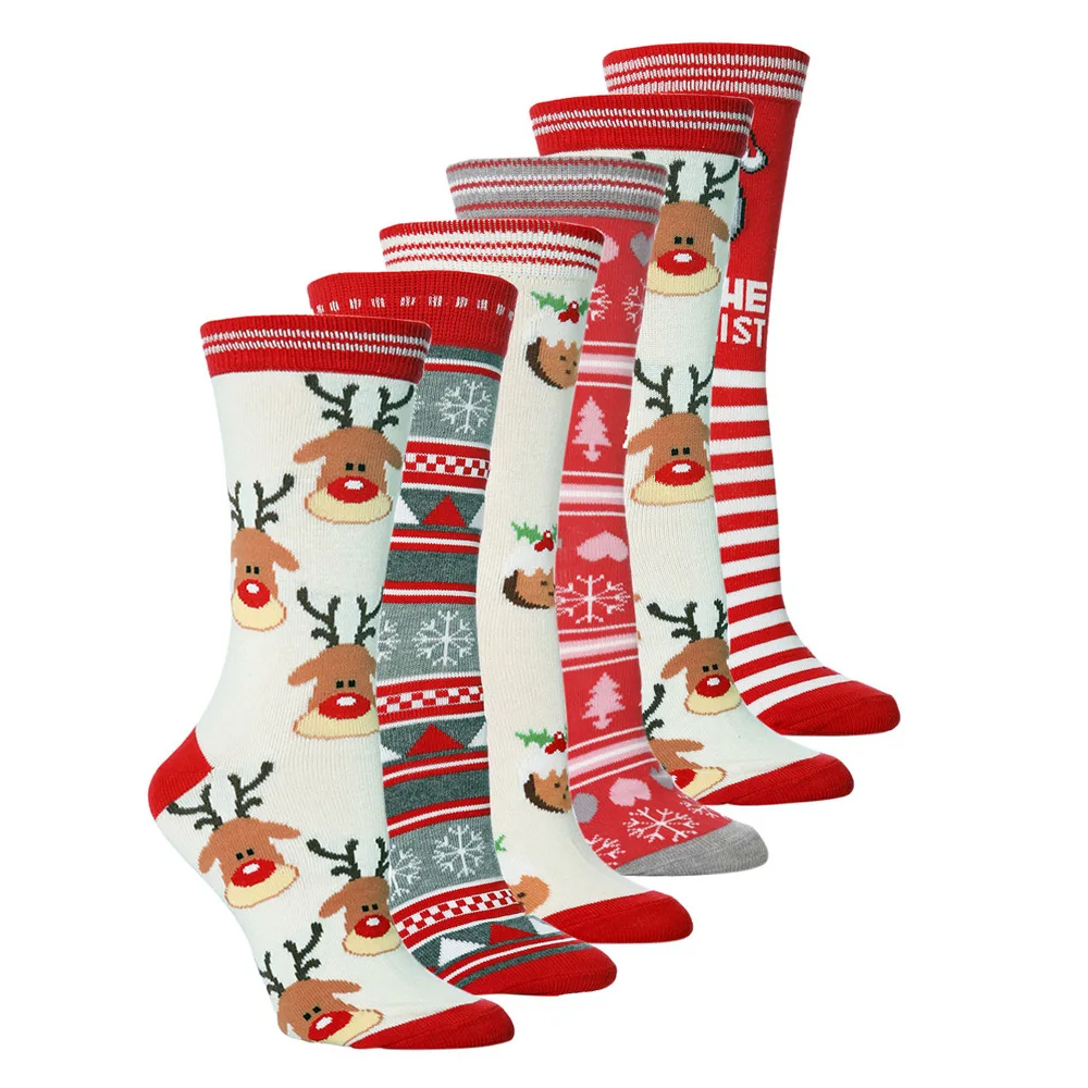 

XIANGHUI wholesale can custom logo design angora New style tube socks winter Halloween Christmas socks women