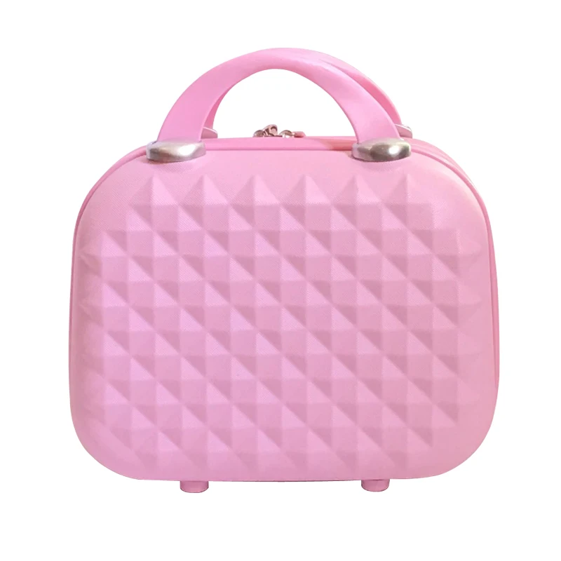 

JXCRH006 professional  plastic makeup case ABS portable travel cosmetic mini luggage trolley makeup bag, Pink