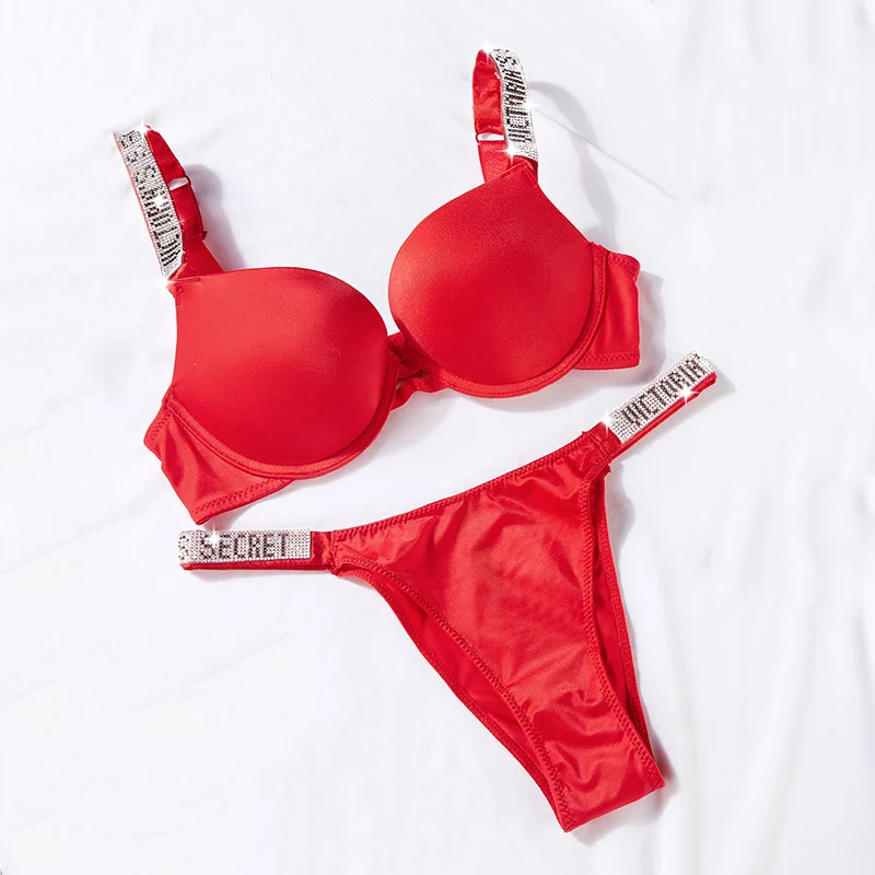 

2021 Rhinestone Bra & Brief Set Breathable Vendor Panty Bra Lingerie secret underwear designer famous brand bra set, 5 color as pictures
