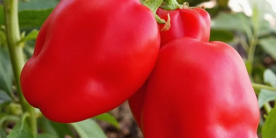 Hands wearing gloves while handling red skinny peppers