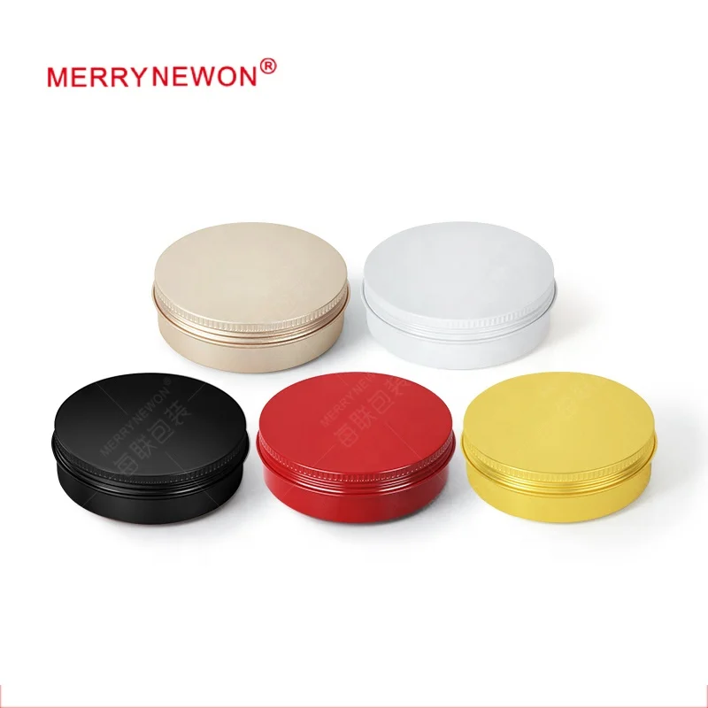 

100g/ml Gold White Red Custom Round Aluminium Metal Candle Pomade Soap Candy Tin Box Packaging