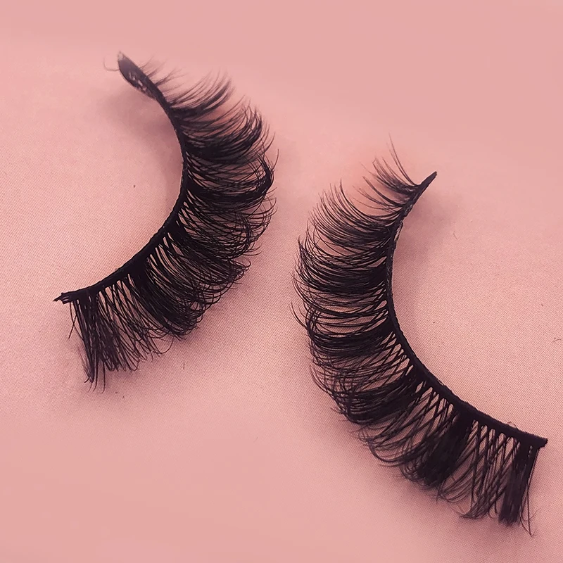 

A3D32 Wholesale 3d Faux Mink Deep Curl Faux Lashes Wink Winged False Faux Mink Eyelashes Russian Extensions, Natural black lashes