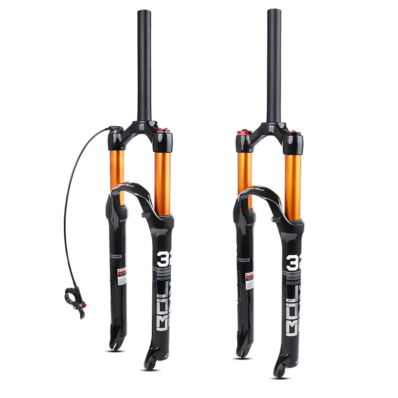 

Magnesium Alloy 26/27.5/29 Tapered Straight Steerer Mountain Front Fork mtb Air Suspension Fork, Black, white