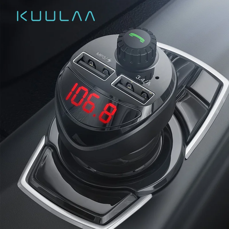

KUULAA 3.1A Dual Usb C 2-Port 12V Fast Charger Qc3.0 Car Charger Adapter Transmitter Car mp3 player with BT /Radio
