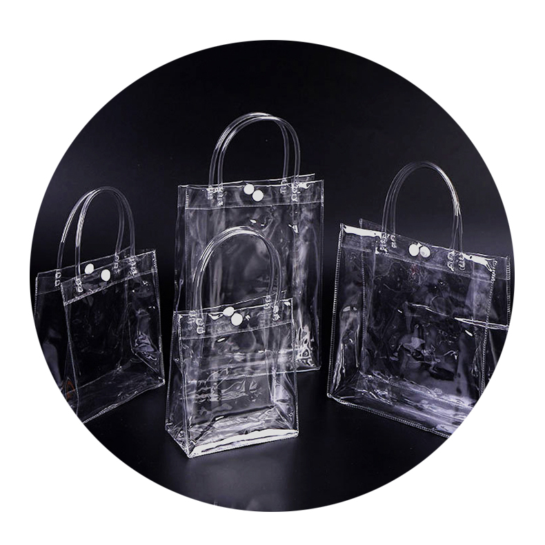 

Clear Plastic Gift Wrap Bags Heavy Duty Transparent PVC Plastic Shopping Tote Bags with Handles