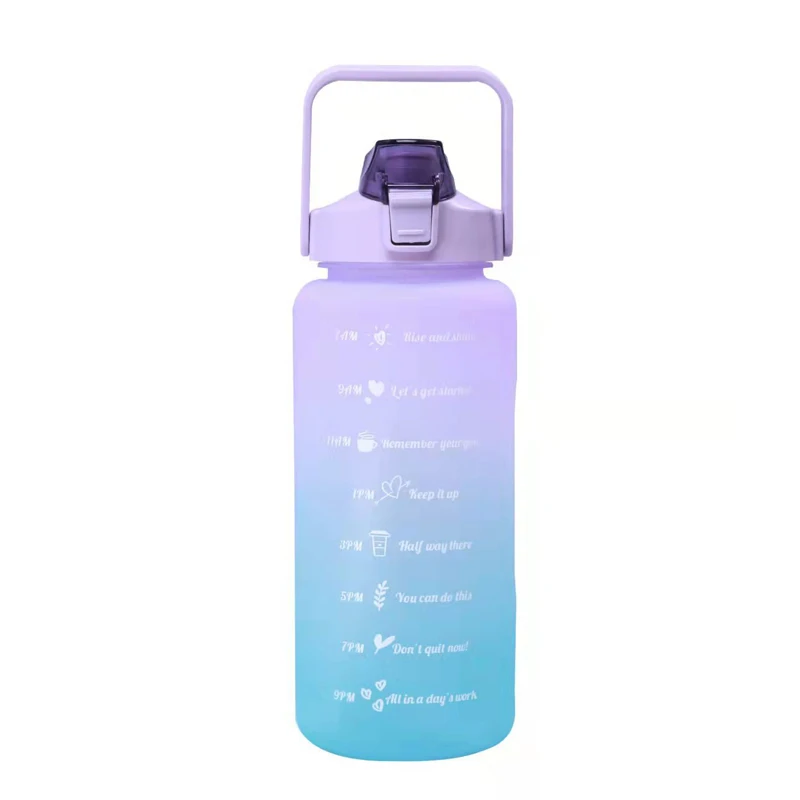 

2L BPA FREE Gradient Color Motivational Gym Fitness Sports Tritan Water Bottle