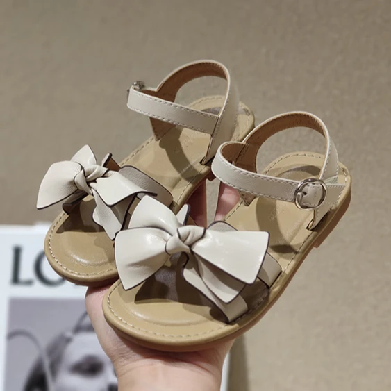 

Little girl soft bottom bow style princess shoes children flat single shoes