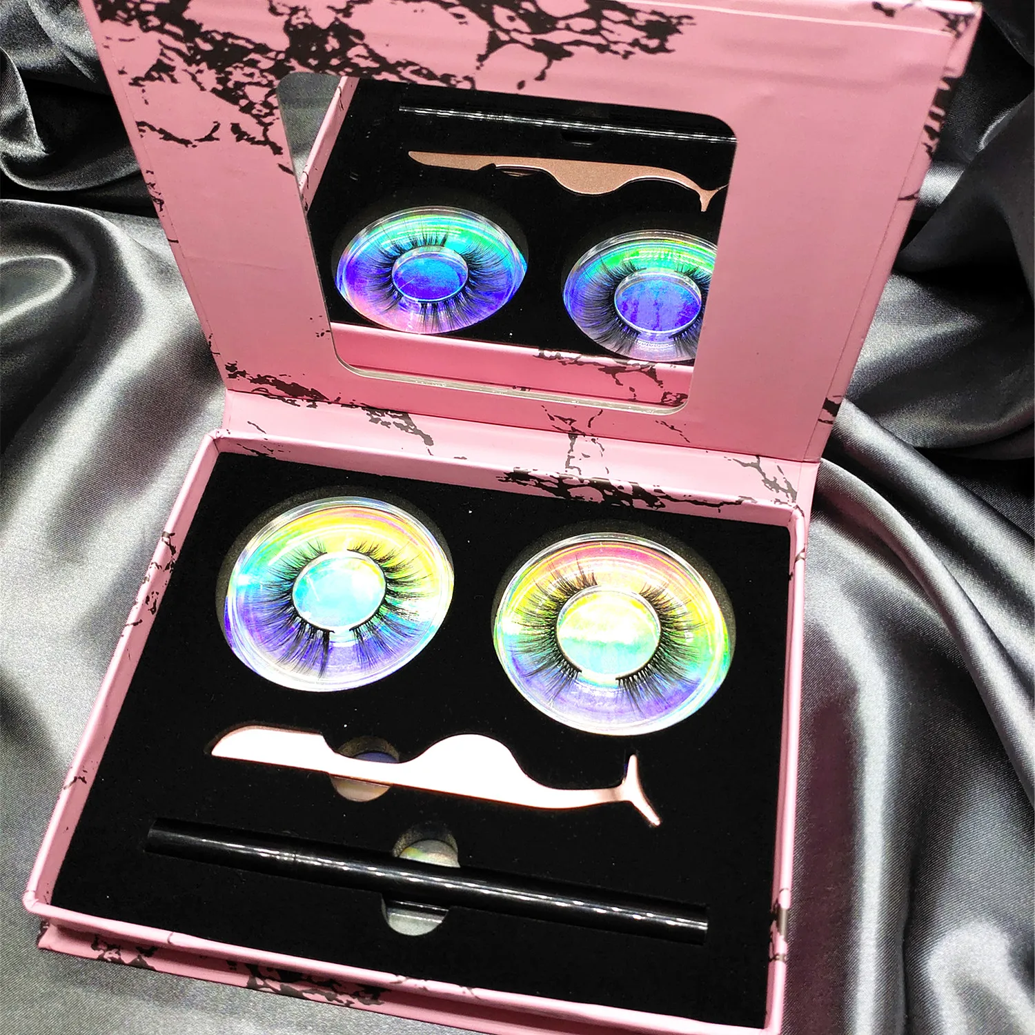 

Magic self-adhesive eyeliner pencil eyelashes set private label OEM silk mink Magic Eyeliner Eyelashes Set, Black color