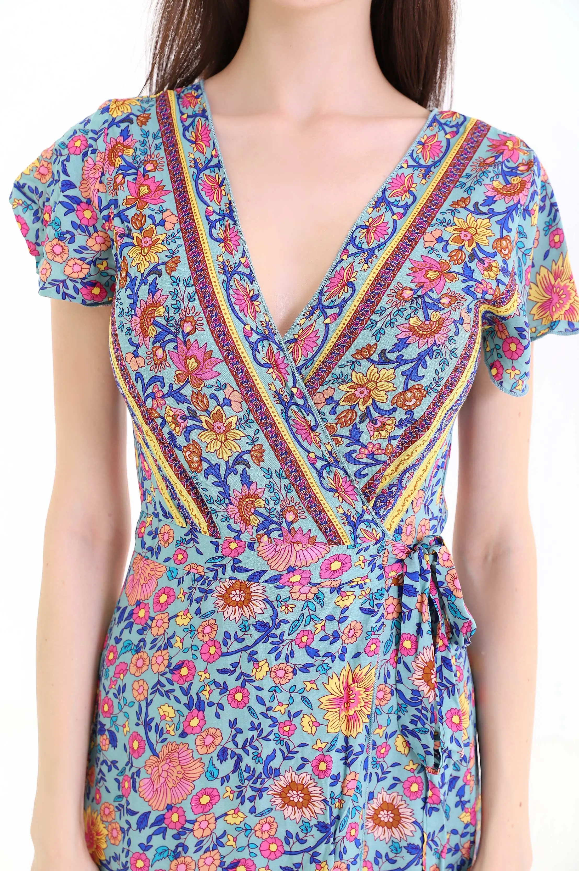 summer leisure malaysia floral casual deep v neck dress